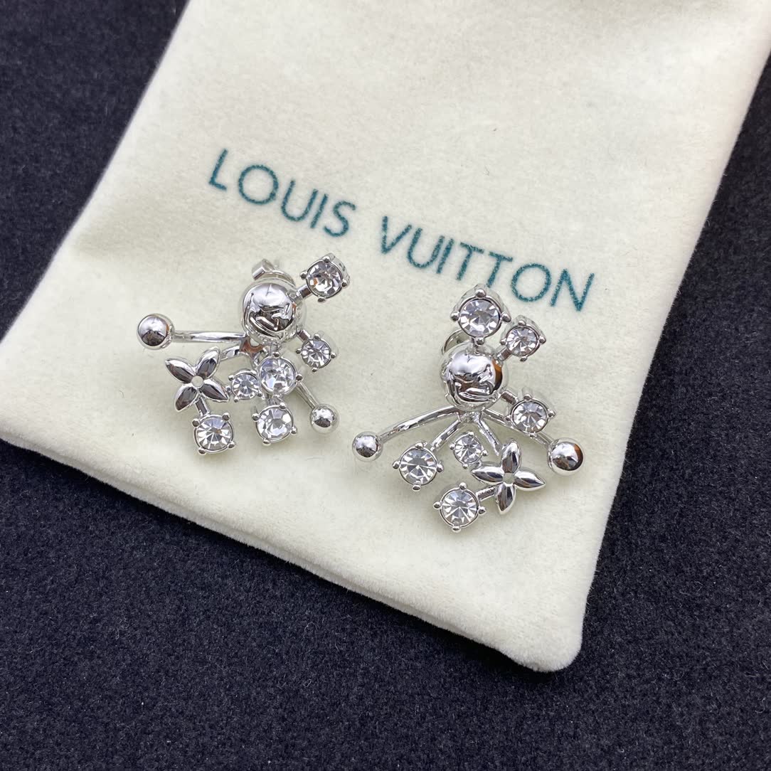 Louis Vuitton Elegant Silver Flower Earrings